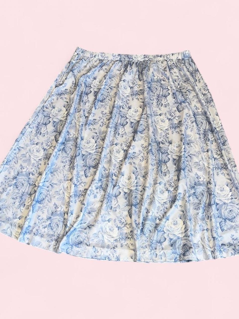 Floral Blue & White Midi Skirt - Classic Garden Print